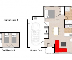 Snow Stream 1 Bedroom and loft with gas fire garage parking and mountain view